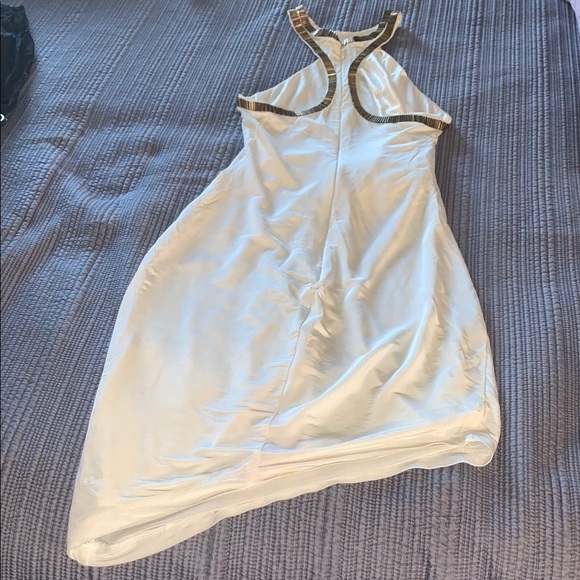 BNWOT Stylish White Dress with Gold Detailing By BEBE - Picture 10 of 11